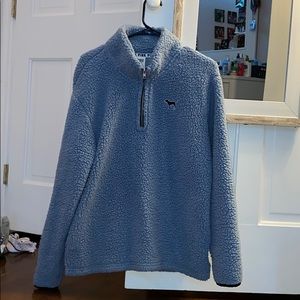 Pink fuzzy sherpa pull over